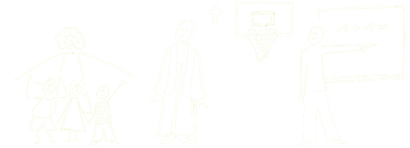 Kindergärtnerin,Pfarrer, Basketballkorb, Lehrer